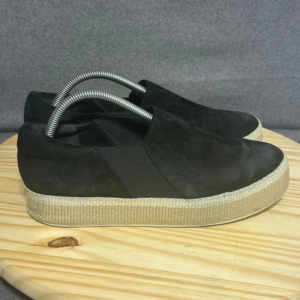 Vince Womens Black Suede Slip On Espadrille Platform Sneakers Shoes US 11 EUR 41